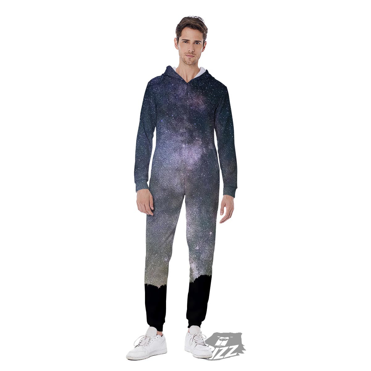 Milky Way Stars Night Print Men's Jumpsuit-grizzshop
