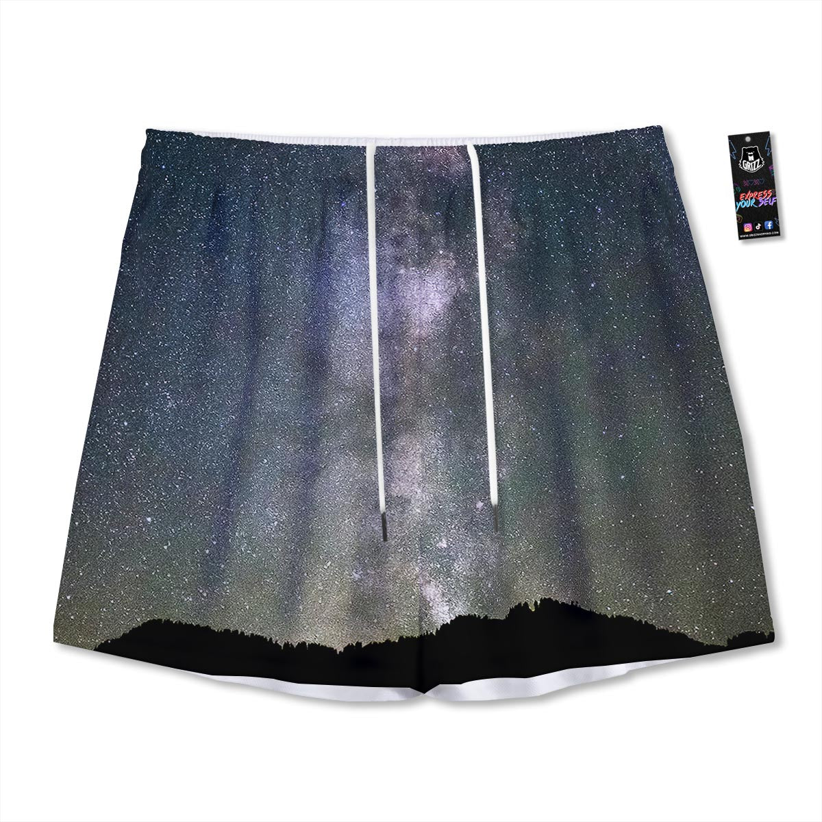 Milky Way Stars Night Print Mesh Shorts