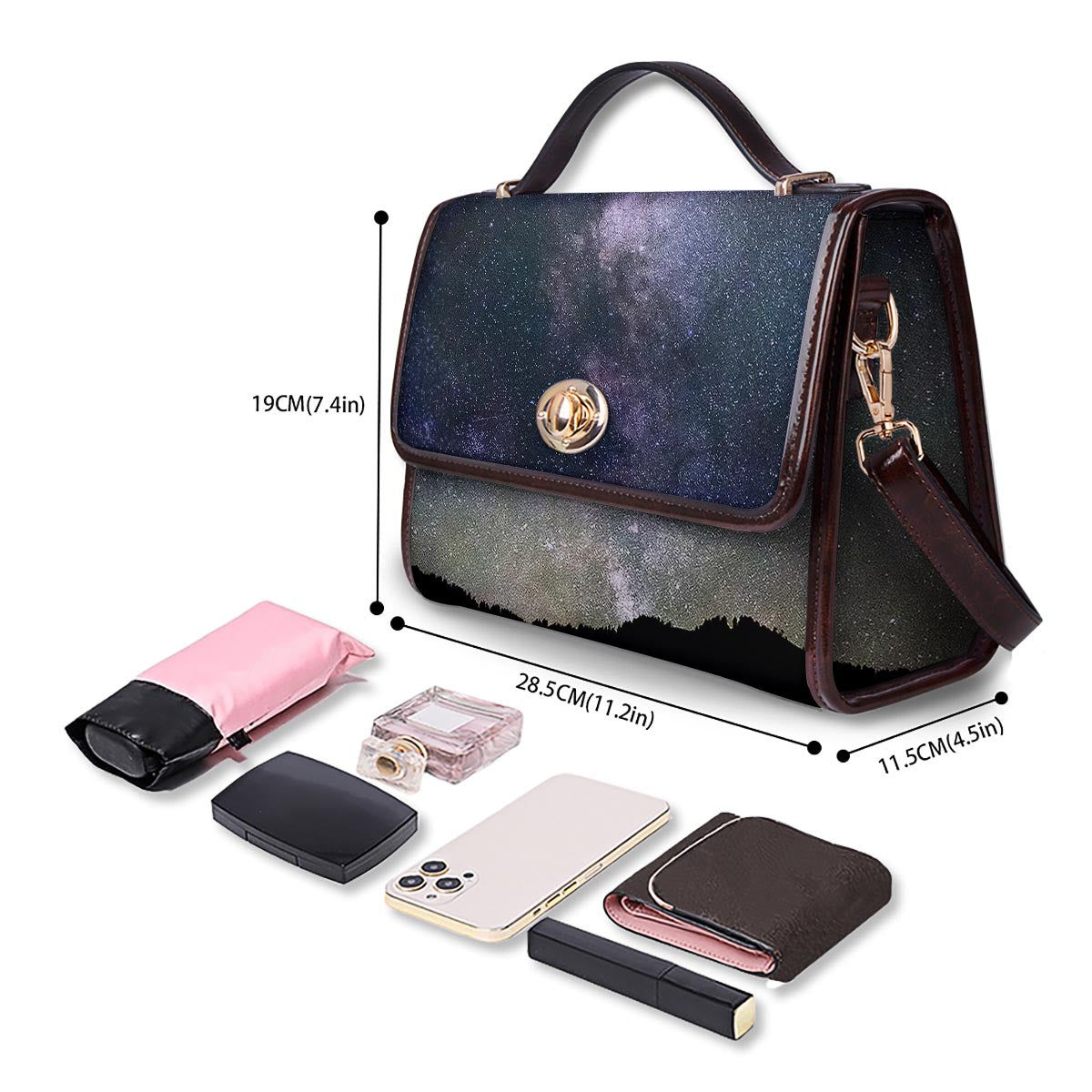Milky Way Stars Night Print Women's Satchel Bag