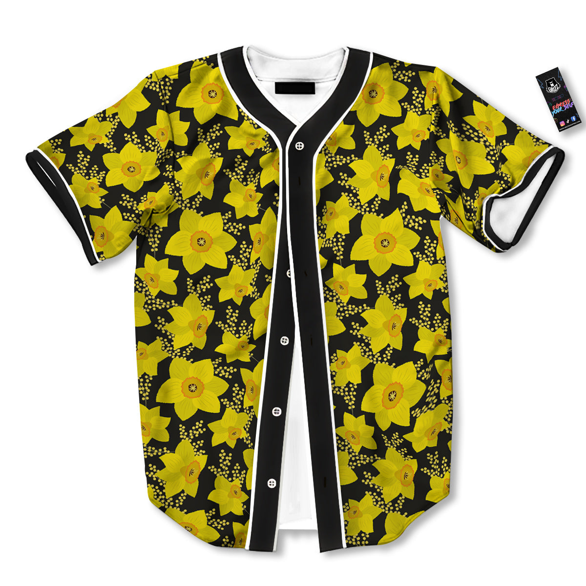 Mimosa And Daffodil Print Pattern Baseball Jersey-grizzshop