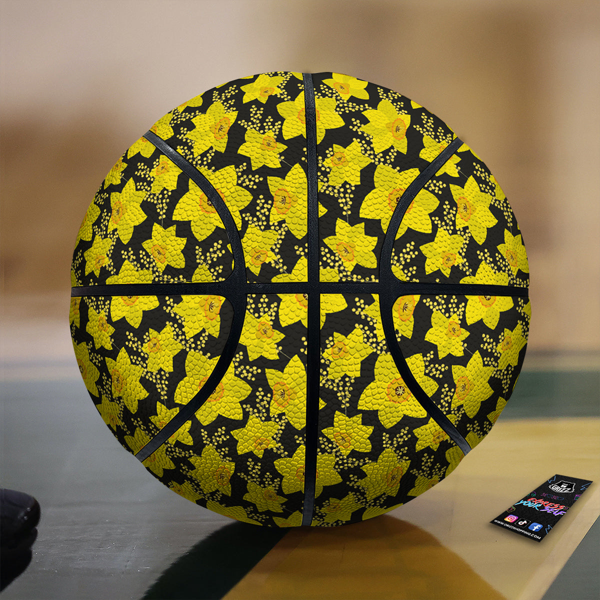 Mimosa And Daffodil Print Pattern Basketball-grizzshop