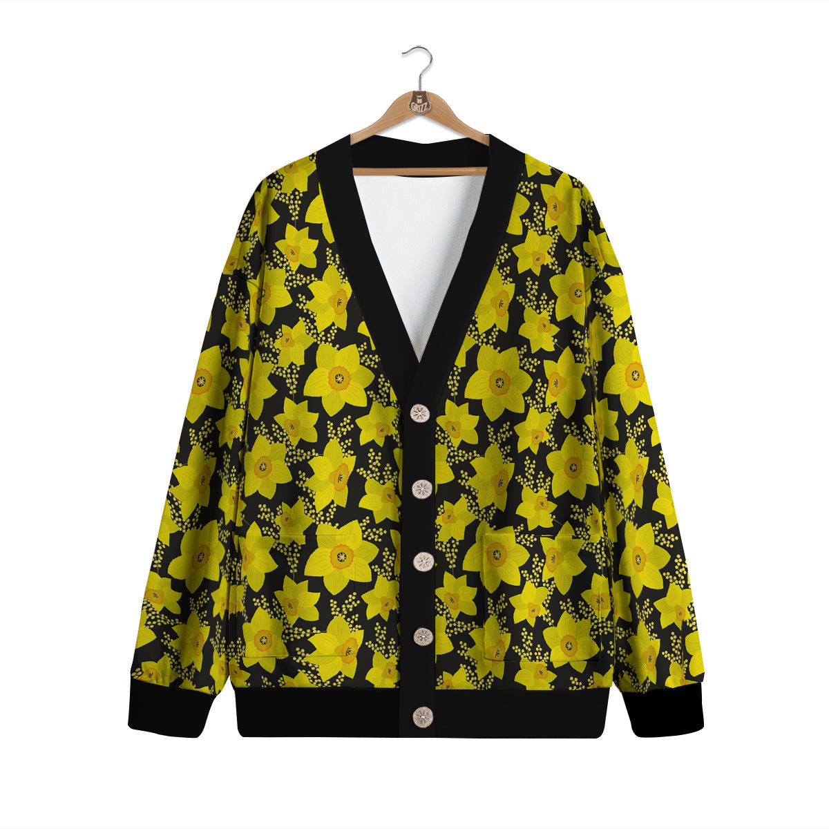 Mimosa And Daffodil Print Pattern Cardigan-grizzshop
