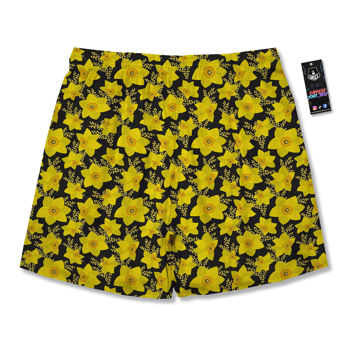 Mimosa And Daffodil Print Pattern Men's Running Shorts-grizzshop