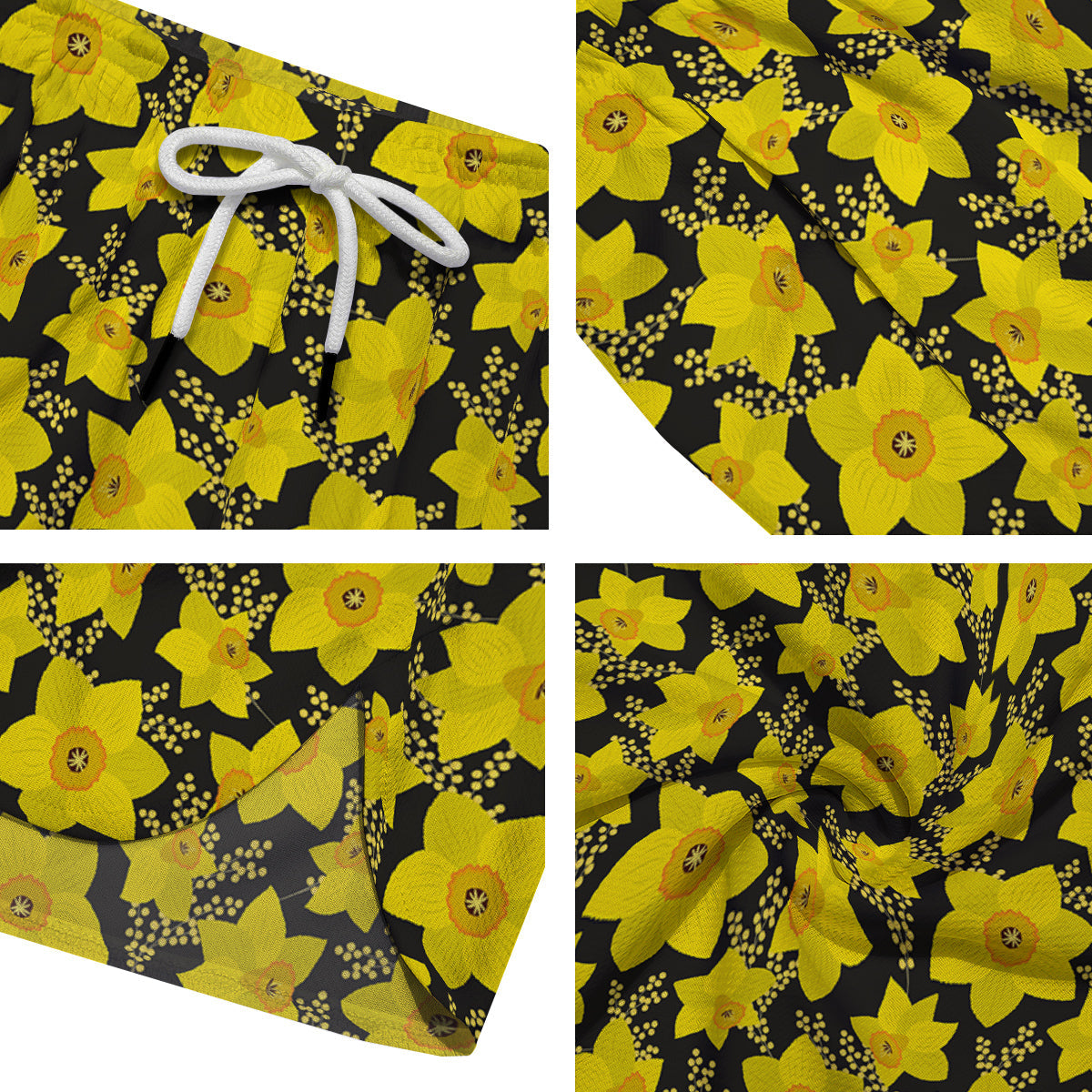 Mimosa And Daffodil Print Pattern Men's Running Shorts-grizzshop