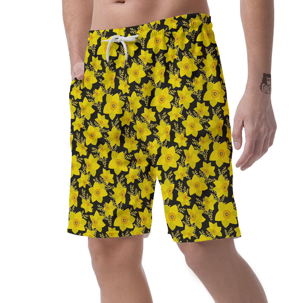 Mimosa And Daffodil Print Pattern Men's Shorts-grizzshop