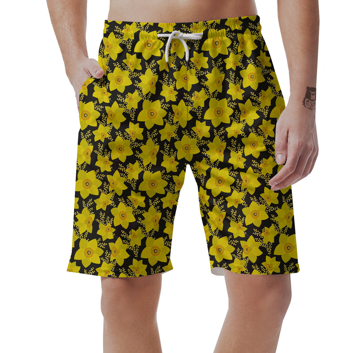 Mimosa And Daffodil Print Pattern Men's Shorts-grizzshop