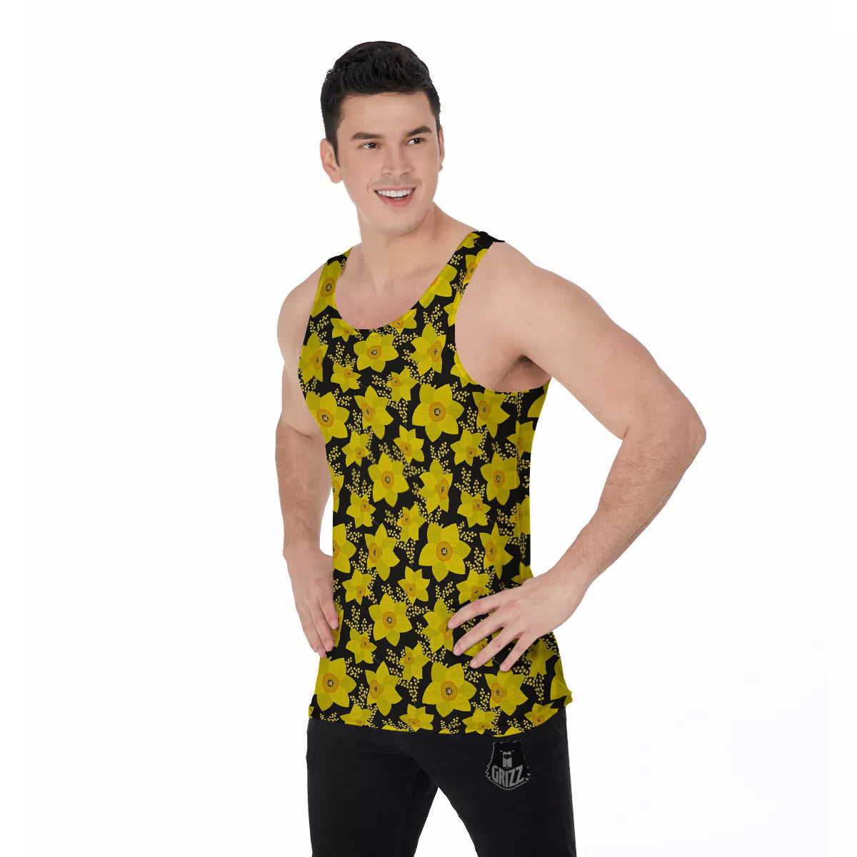 Mimosa And Daffodil Print Pattern Men's Tank Top-grizzshop