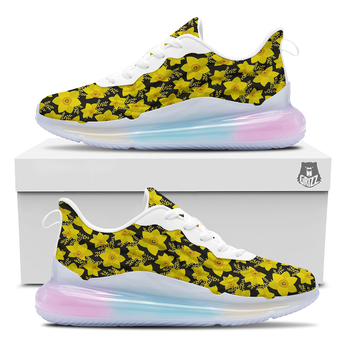 Mimosa And Daffodil Print Pattern Running Sneakers-grizzshop