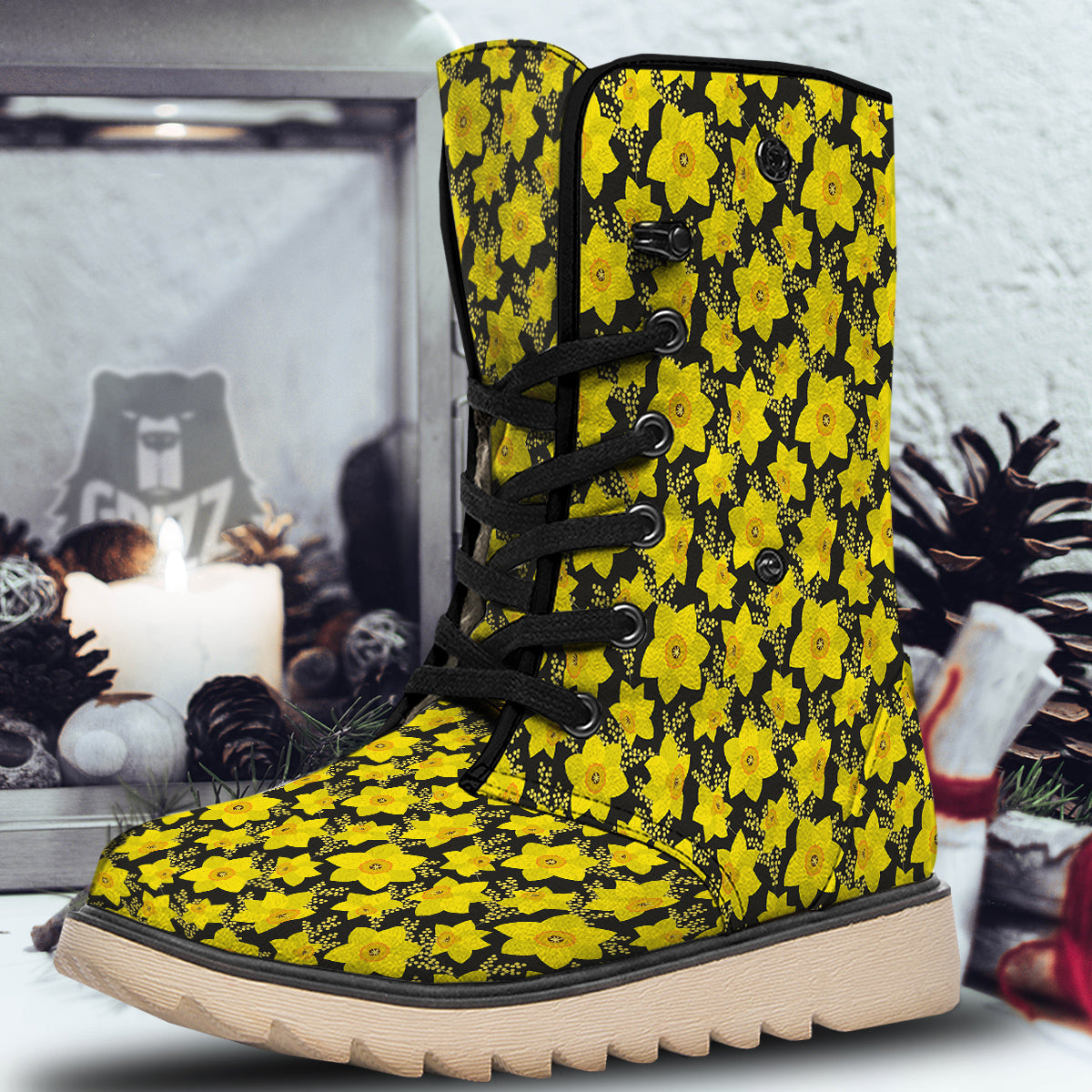 Mimosa And Daffodil Print Pattern Snow Boots-grizzshop