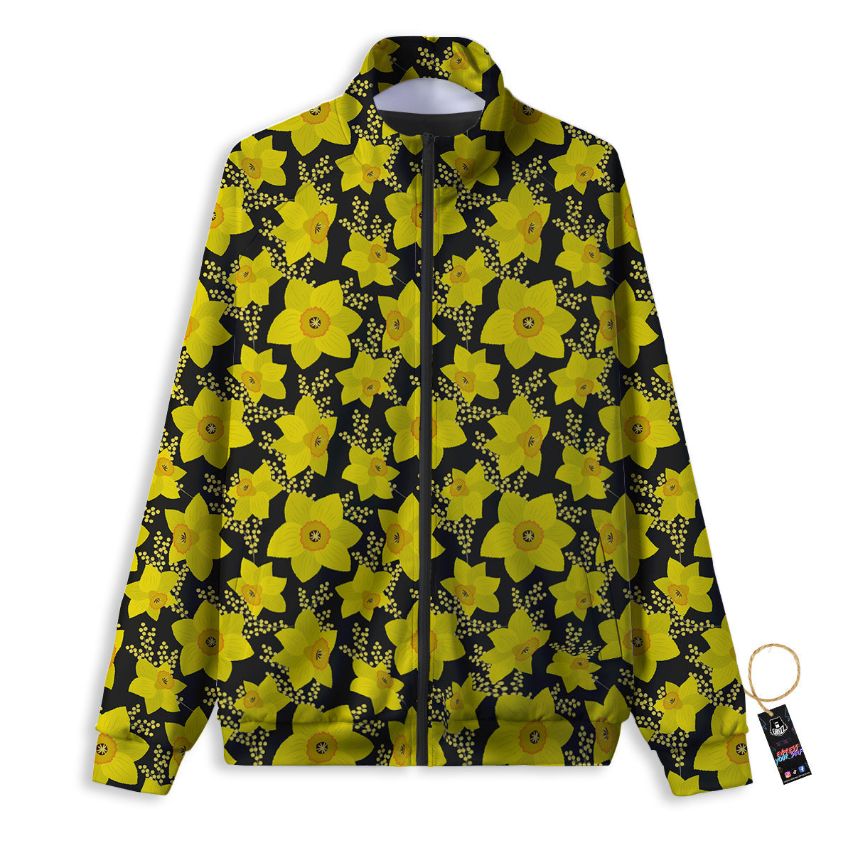 Mimosa And Daffodil Print Pattern Track Jacket-grizzshop