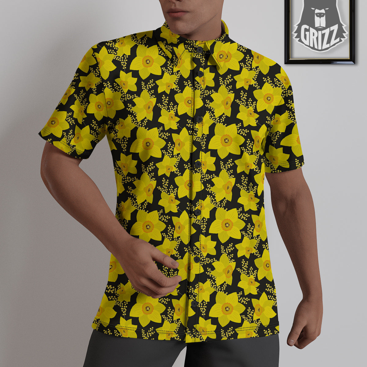 Mimosa And Daffodil Print Pattern Untucked Shirts-grizzshop