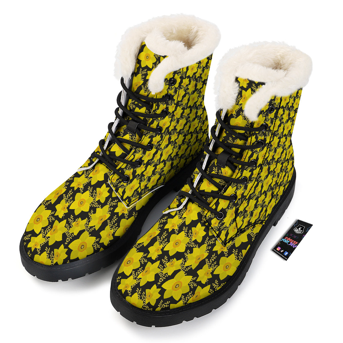 Mimosa And Daffodil Print Pattern Winter Boots-grizzshop