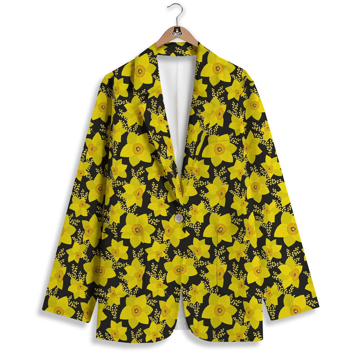 Mimosa And Daffodil Print Pattern Women's Blazer-grizzshop