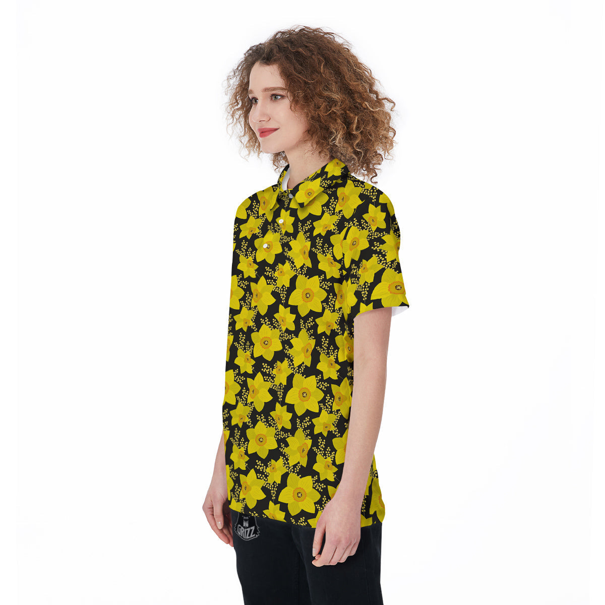 Mimosa And Daffodil Print Pattern Women's Golf Shirts-grizzshop