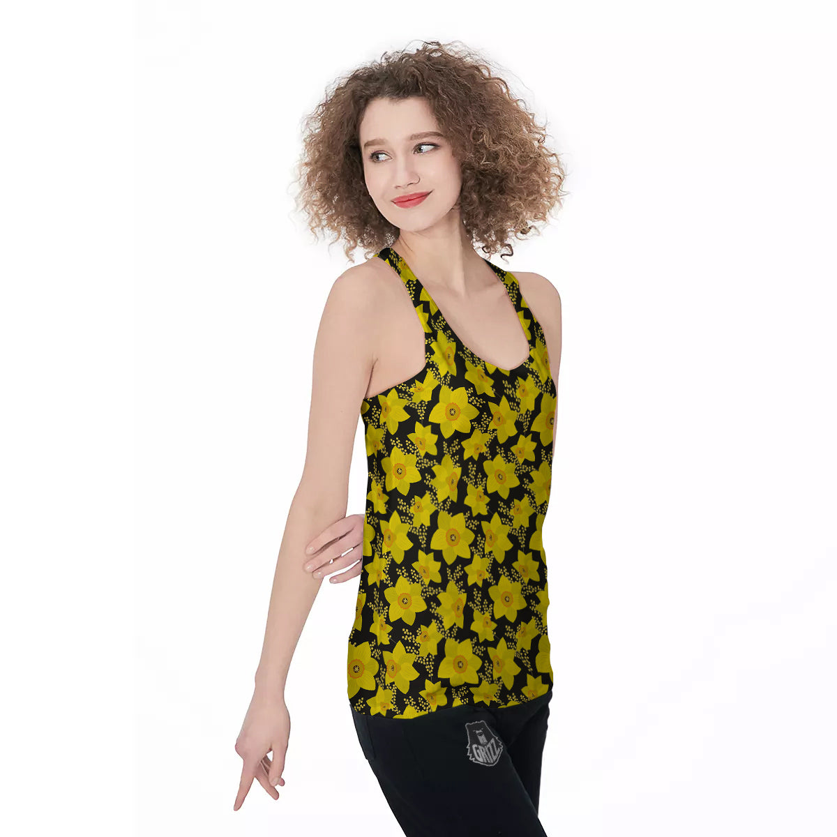 Mimosa And Daffodil Print Pattern Women's Racerback Tank Top-grizzshop