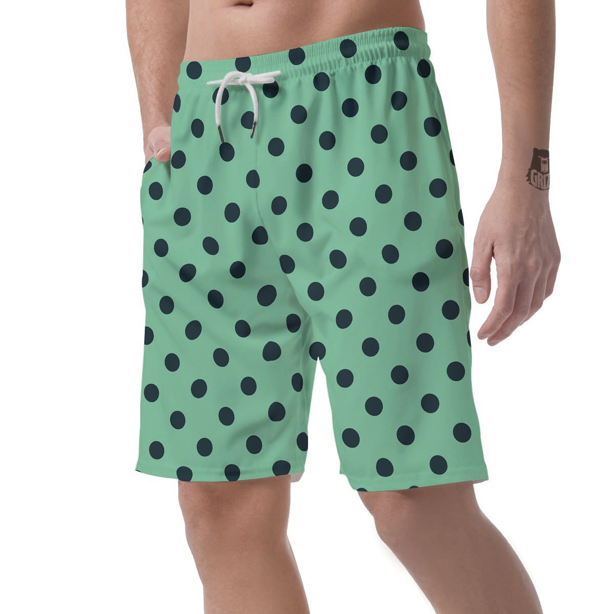 Mint And Green Polka Dot Men's Shorts-grizzshop