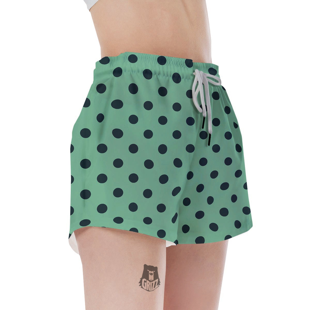 Mint And Green Polka Dot Women's Shorts-grizzshop