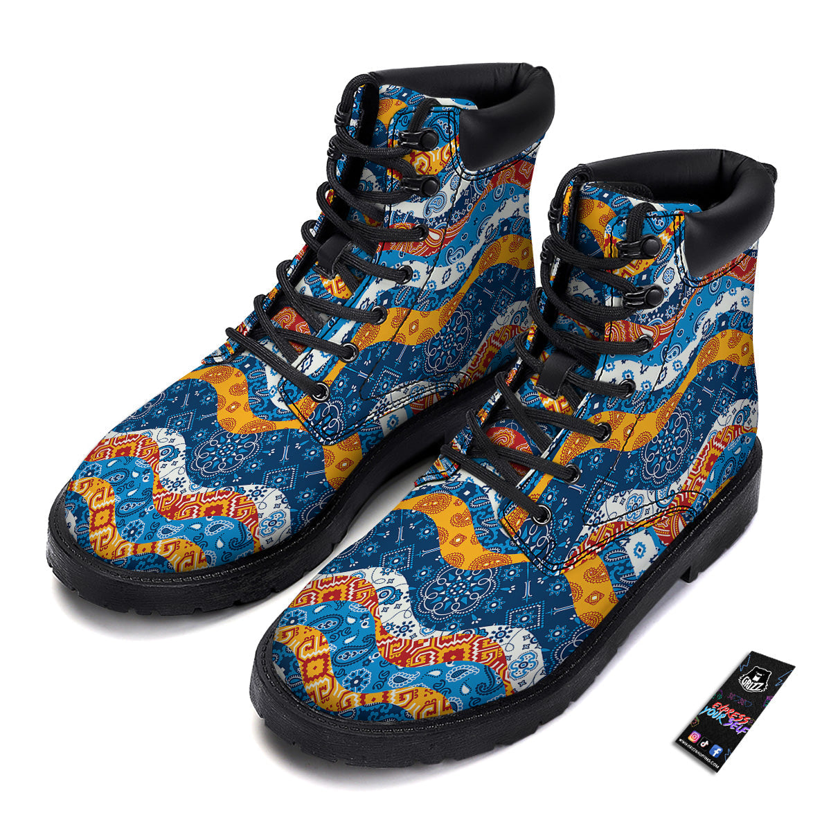 Mix Bandanna Kerchief Print Pattern Boots-grizzshop