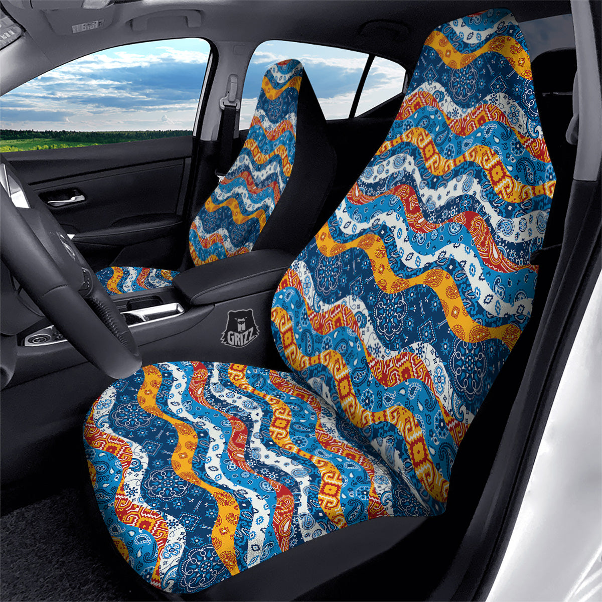 Mix Bandanna Kerchief Print Pattern Car Seat Covers-grizzshop