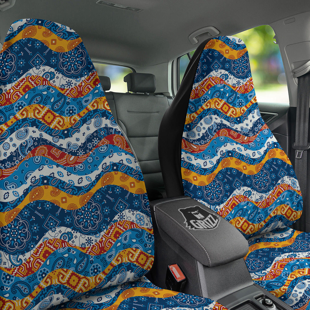 Mix Bandanna Kerchief Print Pattern Car Seat Covers-grizzshop