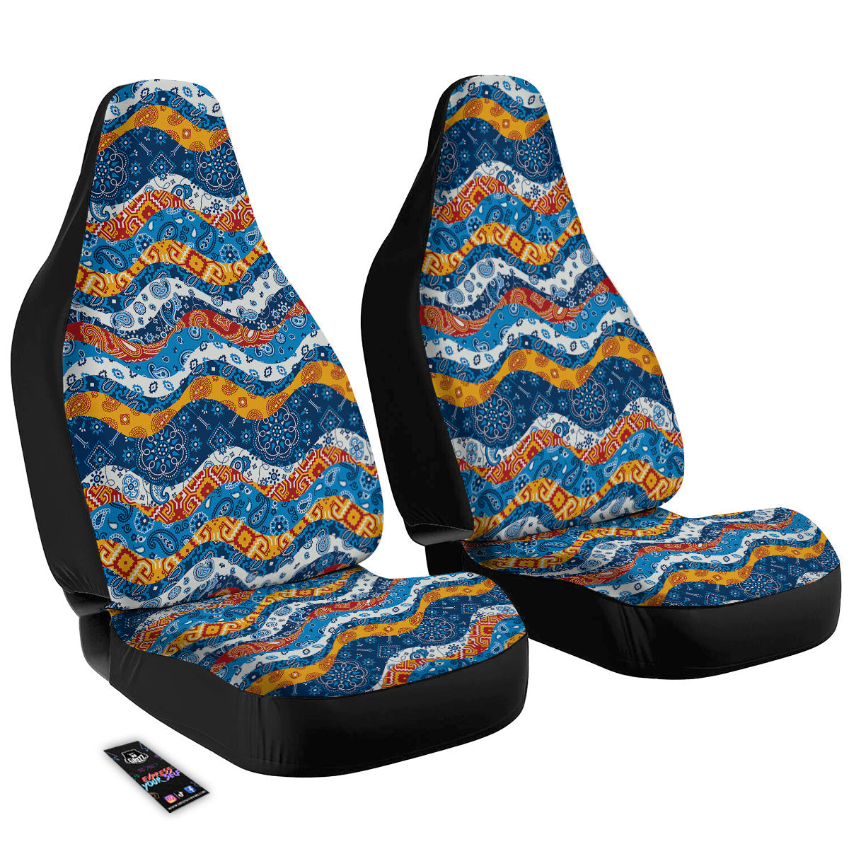 Mix Bandanna Kerchief Print Pattern Car Seat Covers-grizzshop