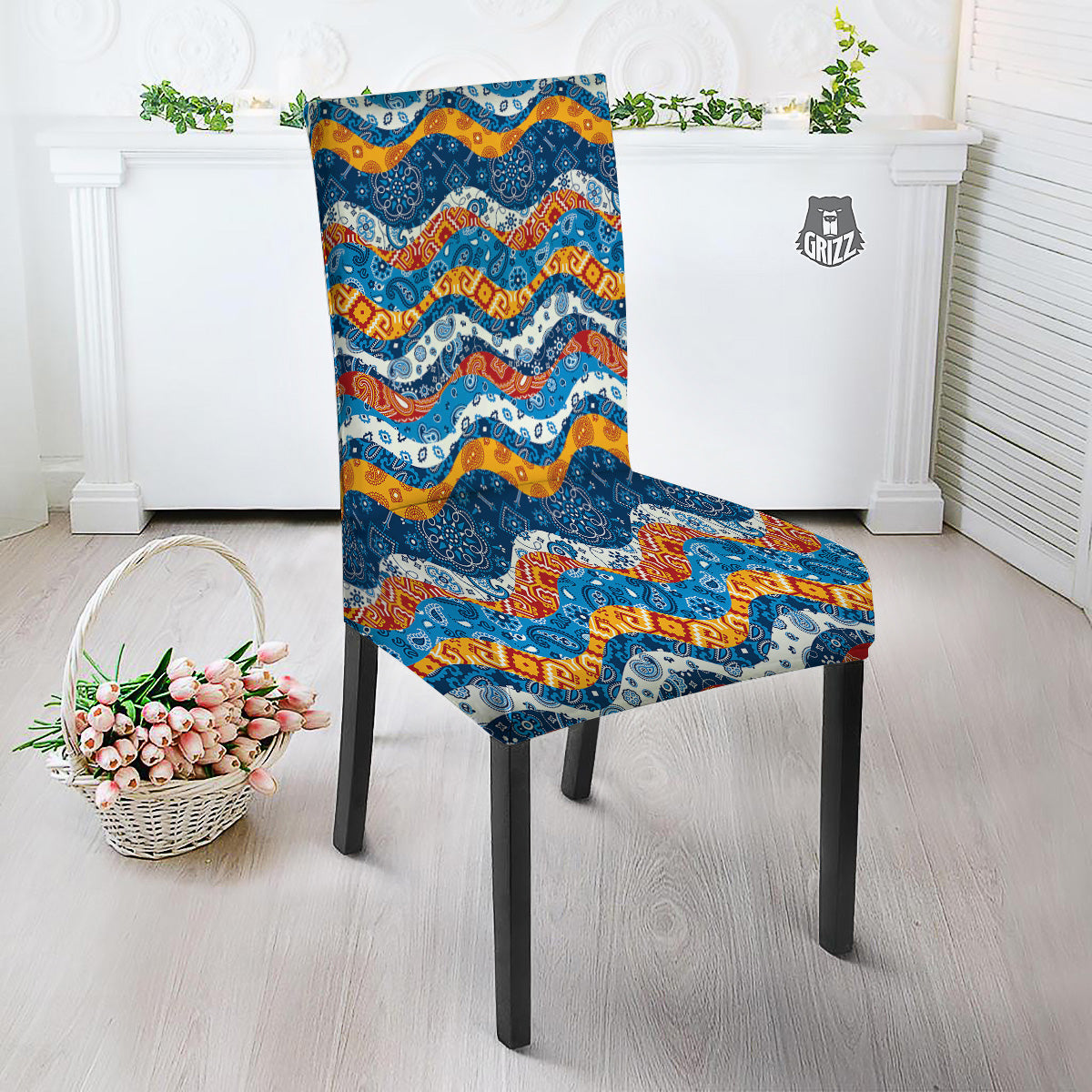 Mix Bandanna Kerchief Print Pattern Dining Chair Slipcover-grizzshop
