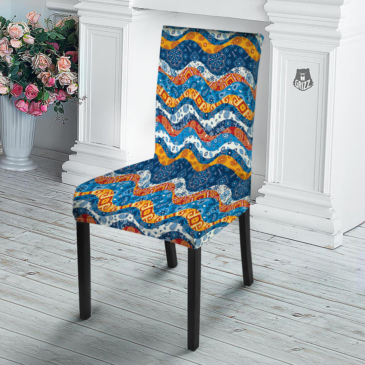 Mix Bandanna Kerchief Print Pattern Dining Chair Slipcover-grizzshop
