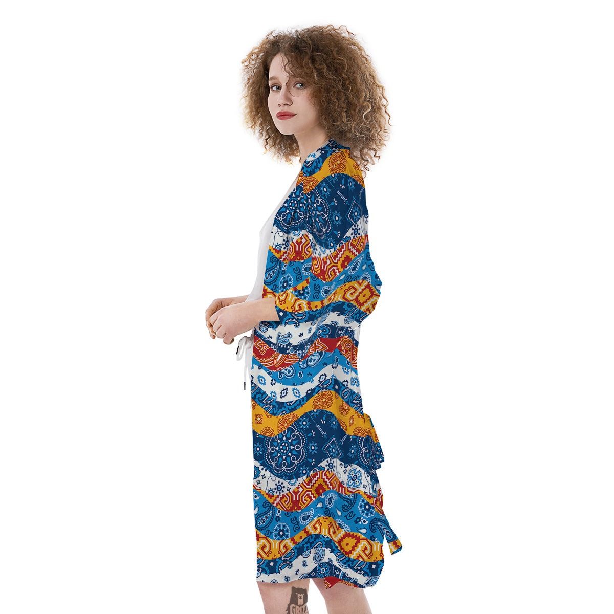 Mix Bandanna Kerchief Print Pattern Kimono-grizzshop