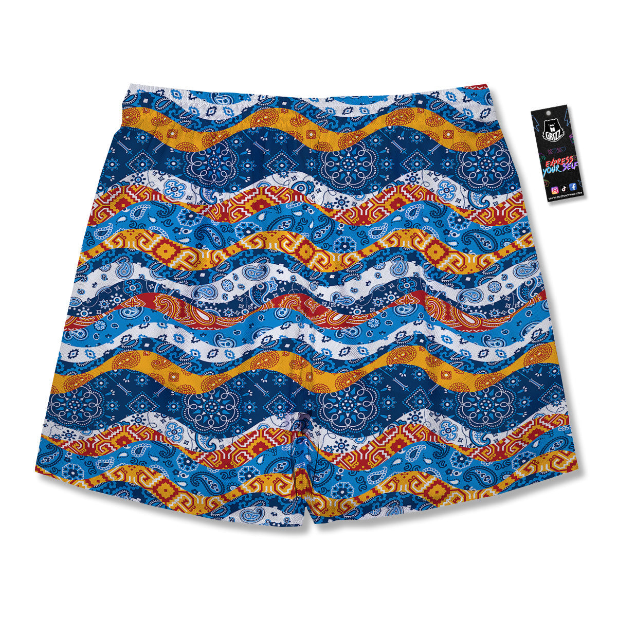 Mix Bandanna Kerchief Print Pattern Men's Running Shorts-grizzshop