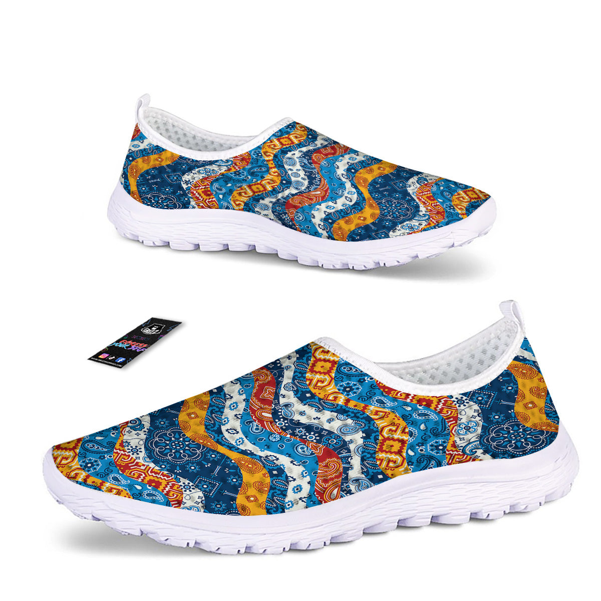 Mix Bandanna Kerchief Print Pattern Nurse Shoes-grizzshop