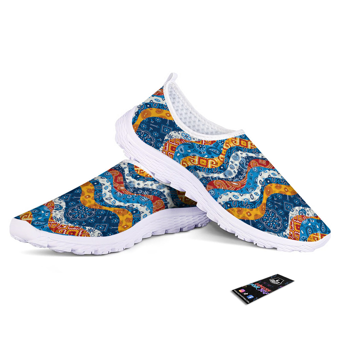 Mix Bandanna Kerchief Print Pattern Nurse Shoes-grizzshop