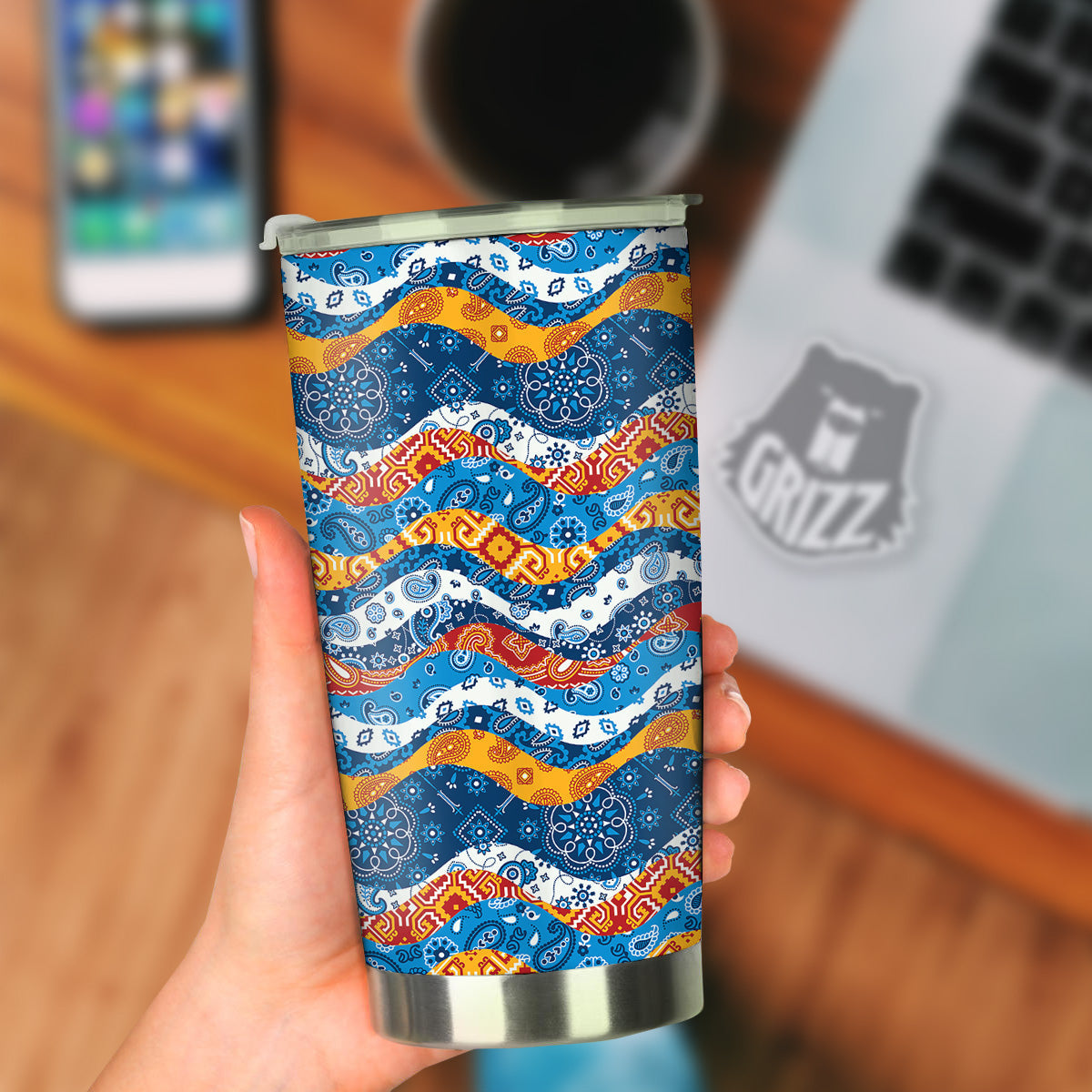 Mix Bandanna Kerchief Print Pattern Tumbler-grizzshop