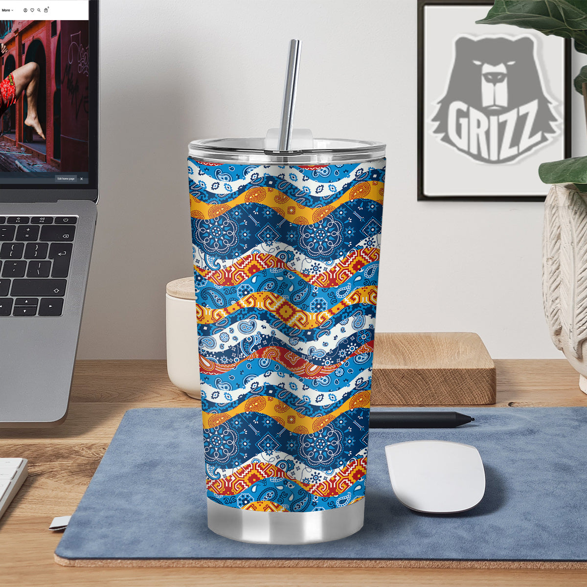 Mix Bandanna Kerchief Print Pattern Tumbler-grizzshop