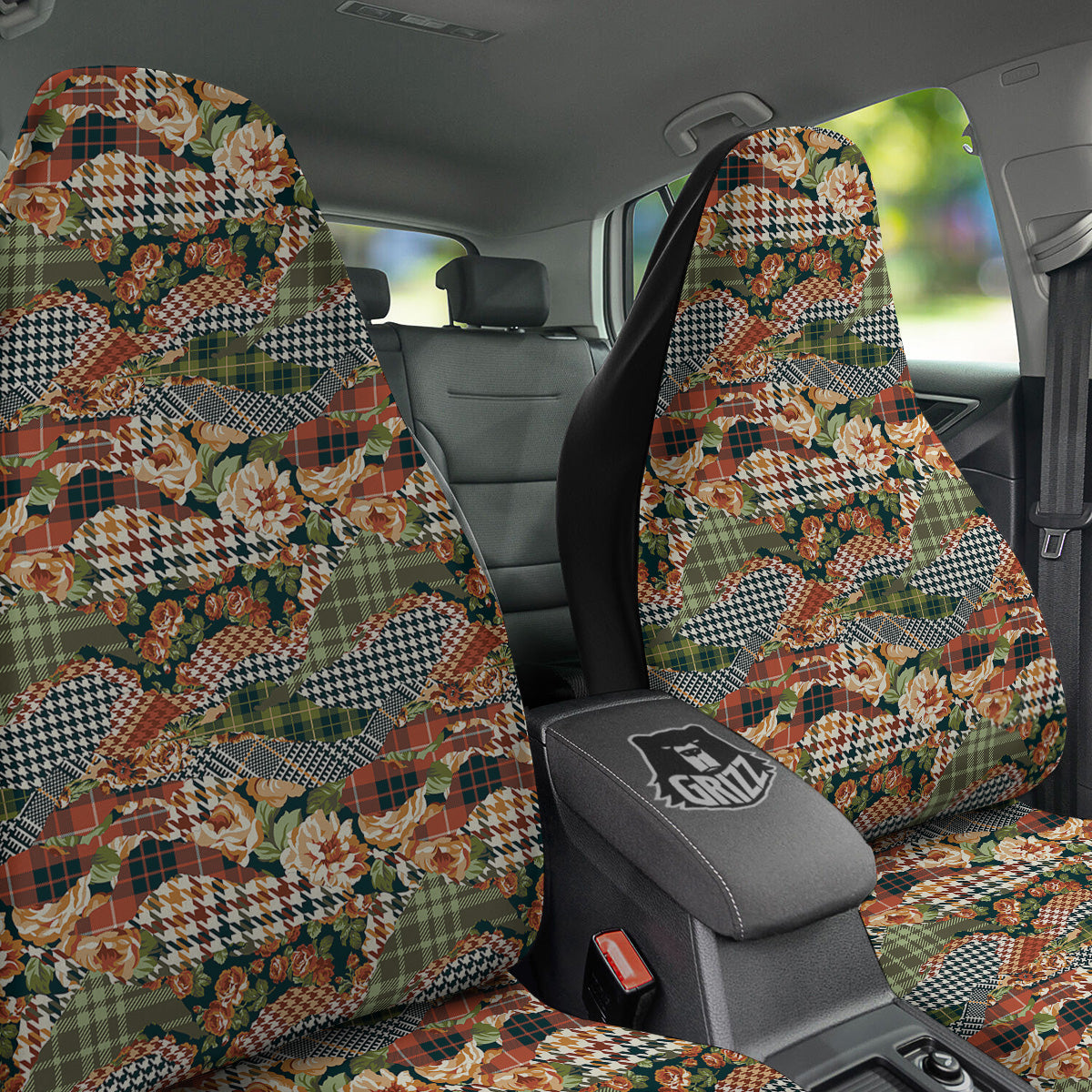 Mix Houndstooth Tartan Print Pattern Car Seat Covers-grizzshop