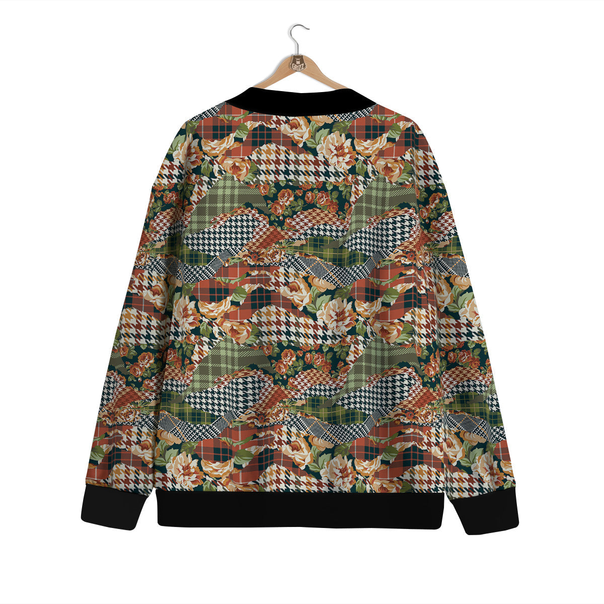 Mix Houndstooth Tartan Print Pattern Cardigan-grizzshop