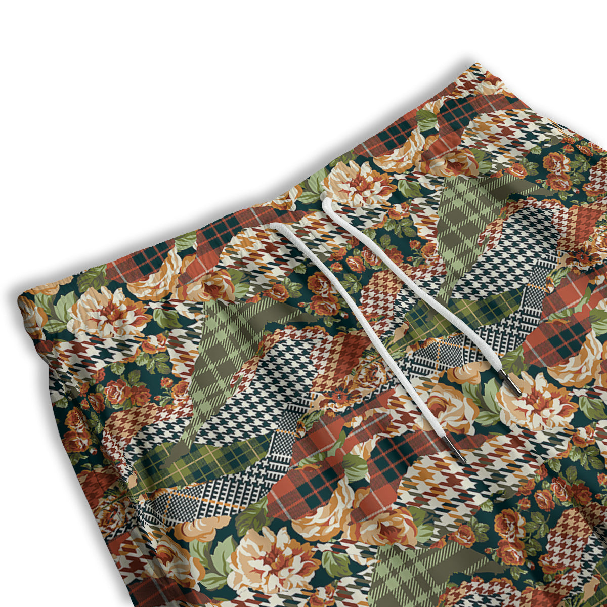 Mix Houndstooth Tartan Print Pattern Men's Athletic Shorts