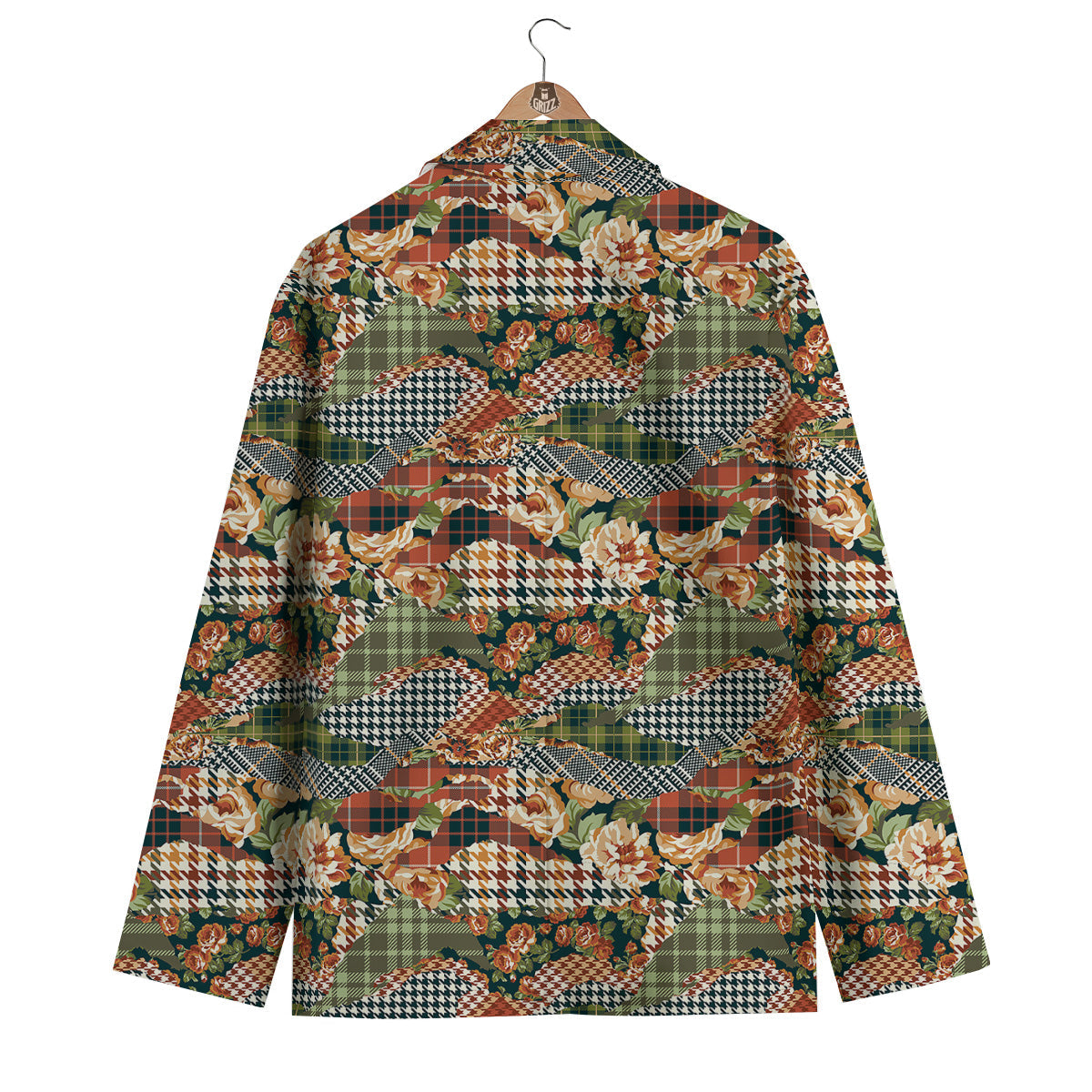 Mix Houndstooth Tartan Print Pattern Men's Blazer-grizzshop