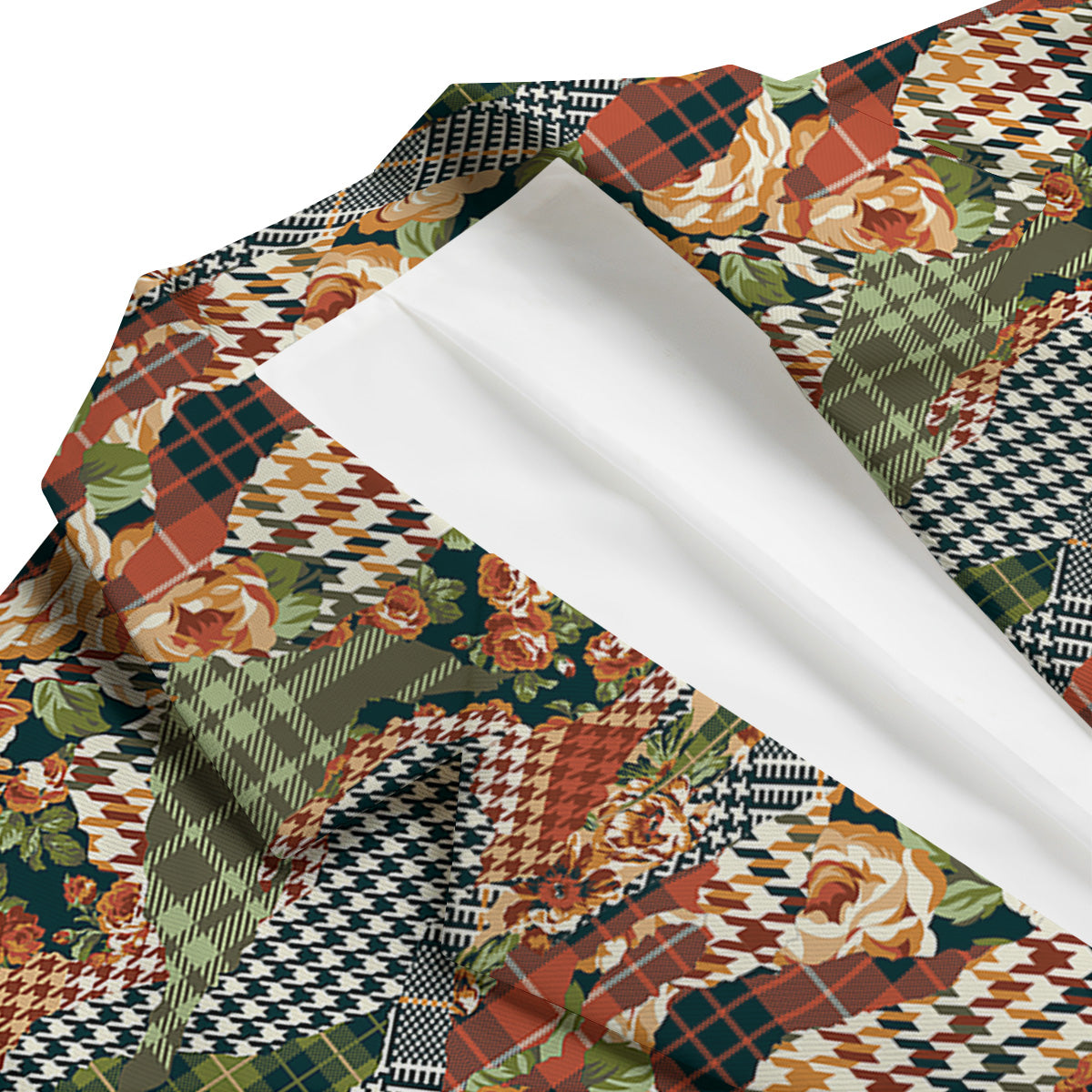 Mix Houndstooth Tartan Print Pattern Men's Blazer-grizzshop