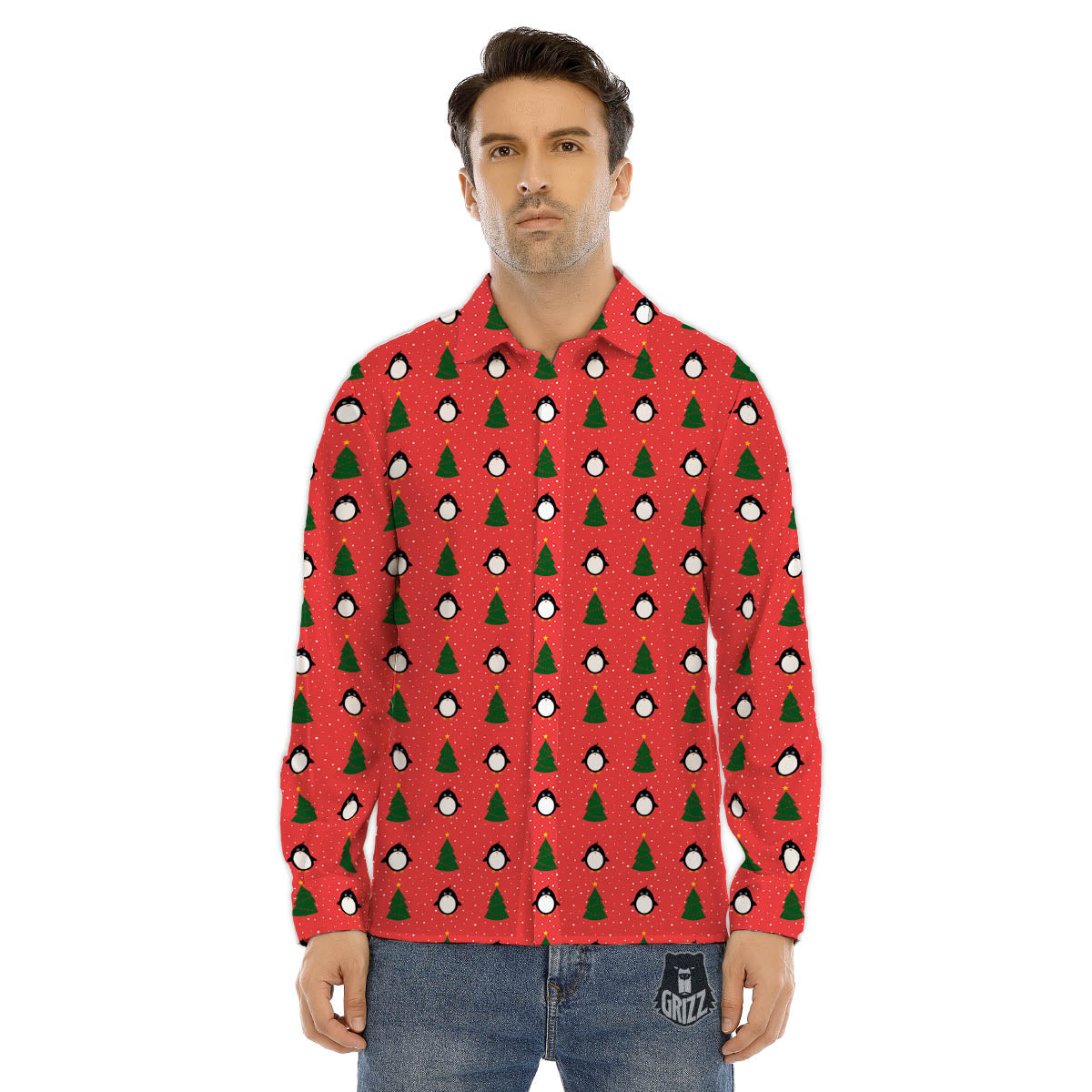 Mix Houndstooth Tartan Print Pattern Men's Dress Shirts-grizzshop