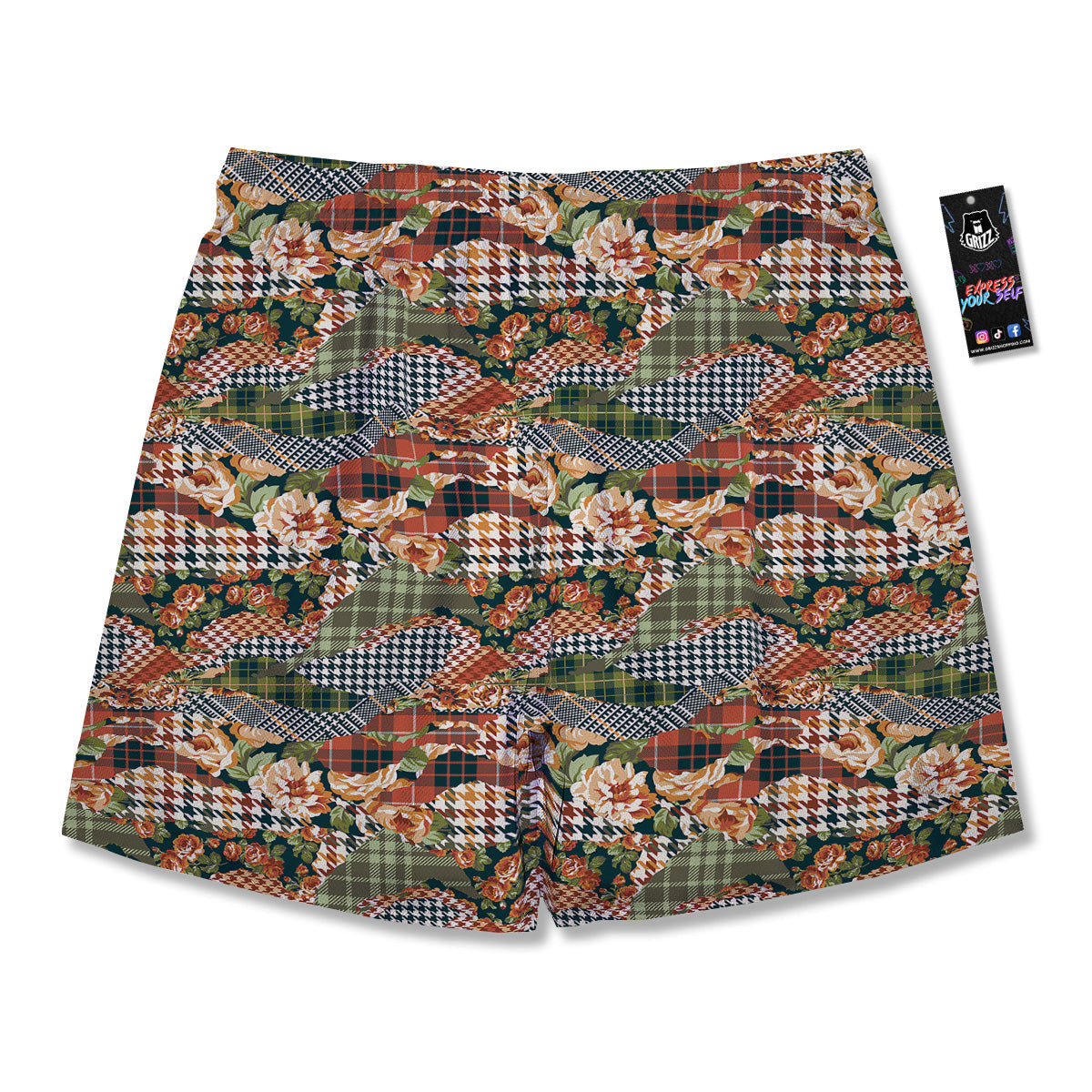 Mix Houndstooth Tartan Print Pattern Men's Running Shorts-grizzshop