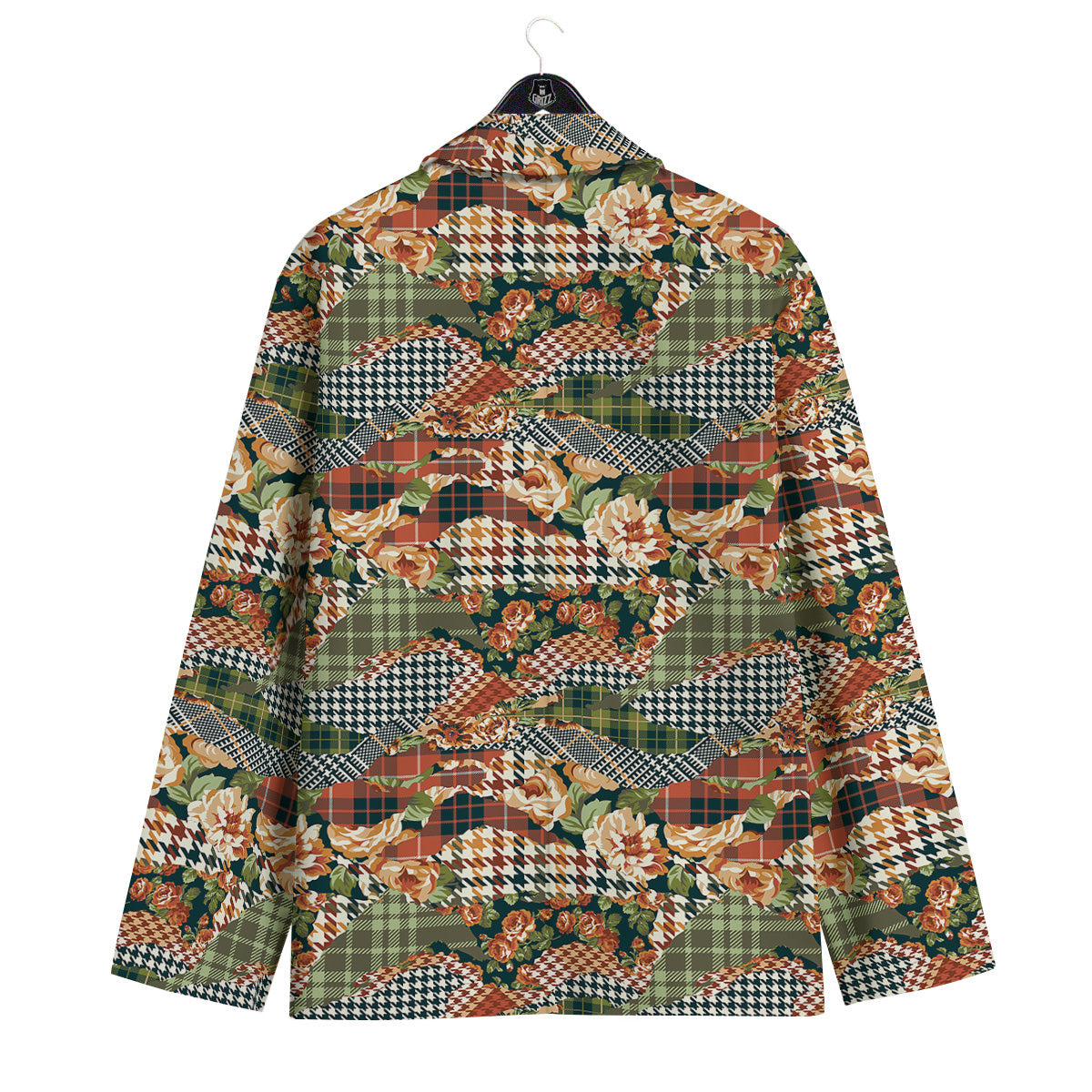 Mix Houndstooth Tartan Print Pattern Men's Sport Coat-grizzshop