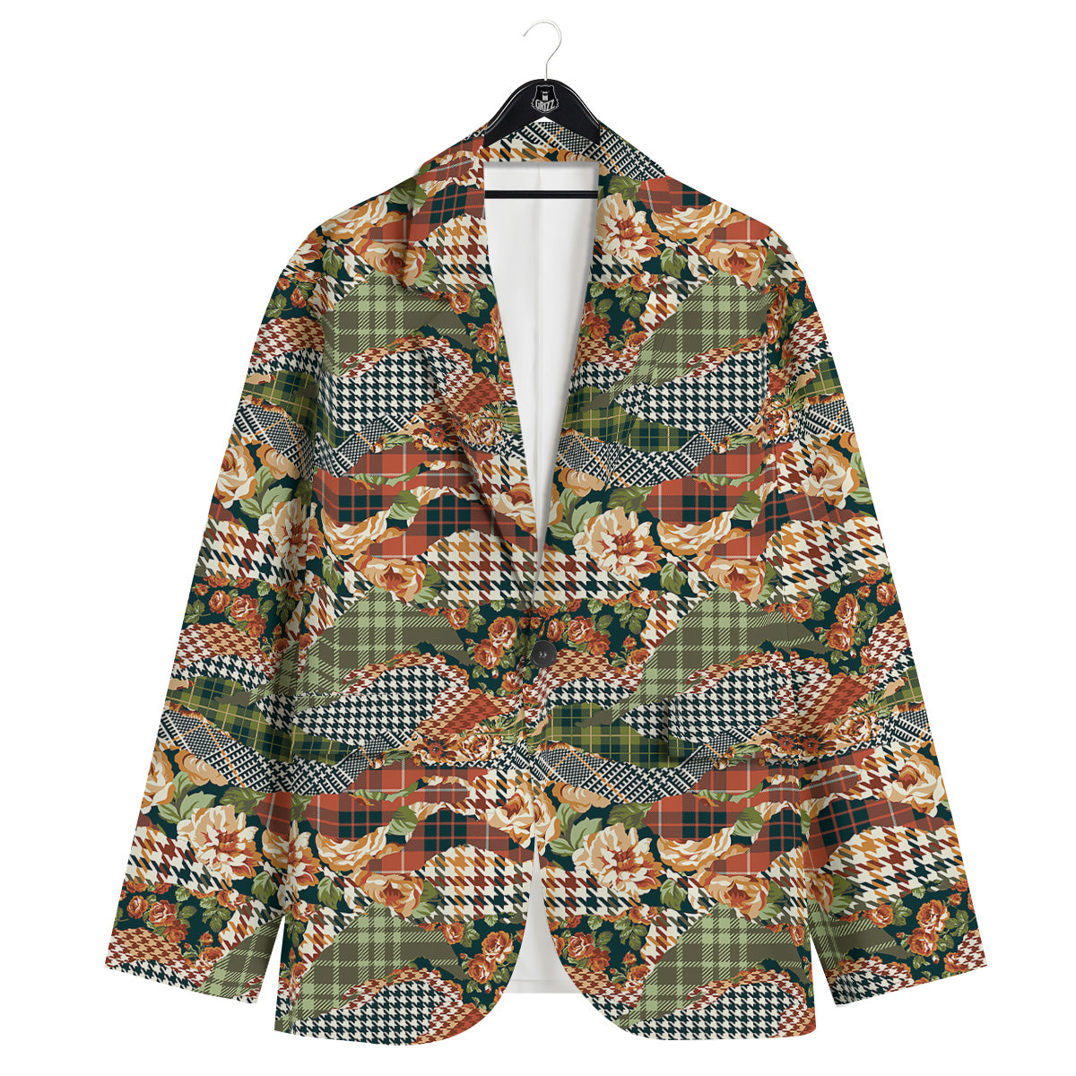 Mix Houndstooth Tartan Print Pattern Men's Sport Coat-grizzshop