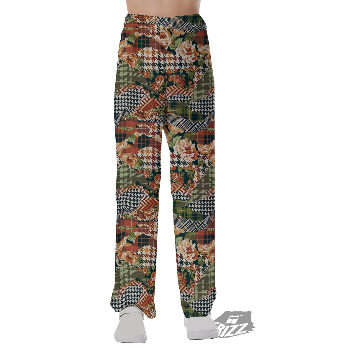 Mix Houndstooth Tartan Print Pattern Pajama Pants-grizzshop