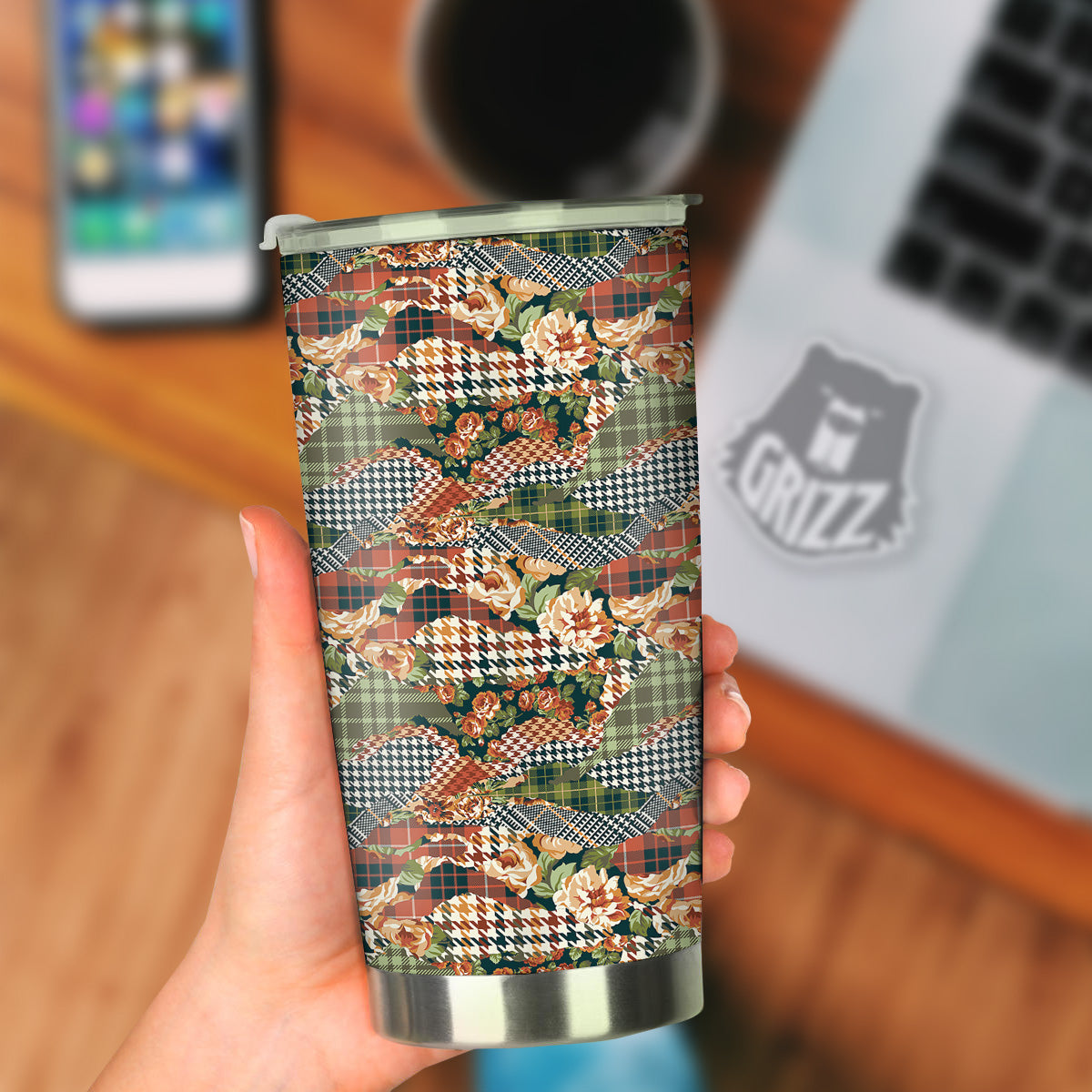 Mix Houndstooth Tartan Print Pattern Tumbler-grizzshop