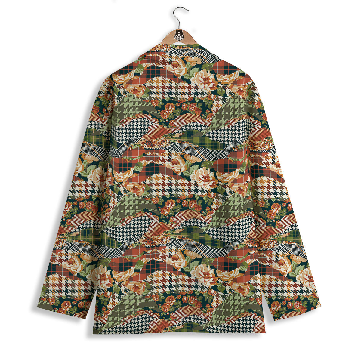 Mix Houndstooth Tartan Print Pattern Women's Blazer-grizzshop