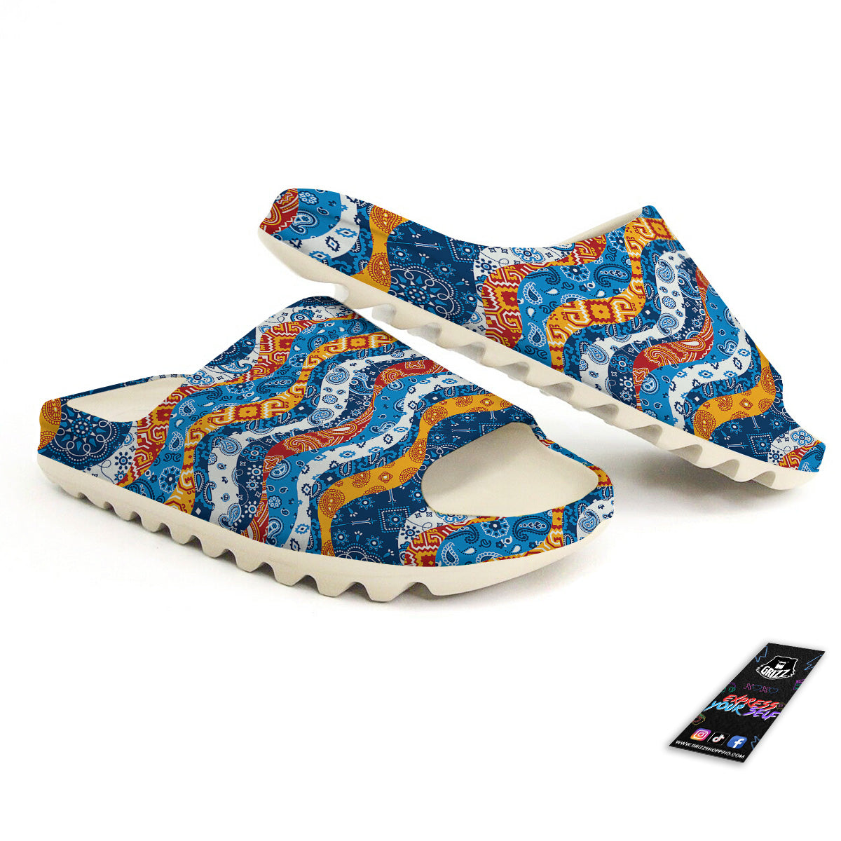 Mix Bandanna Kerchief Print Pattern Sandals-grizzshop