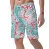 Mixed Red and Turquoise Marble Men's Shorts-grizzshop