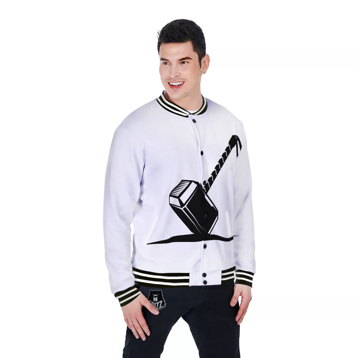 Mjolnir Hammer Of Thor Print Baseball Jacket-grizzshop