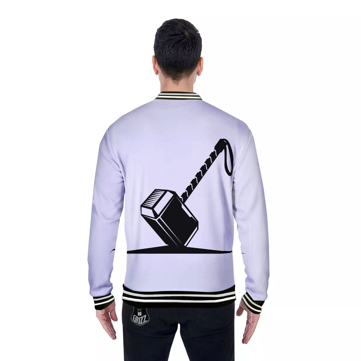 Mjolnir Hammer Of Thor Print Baseball Jacket-grizzshop