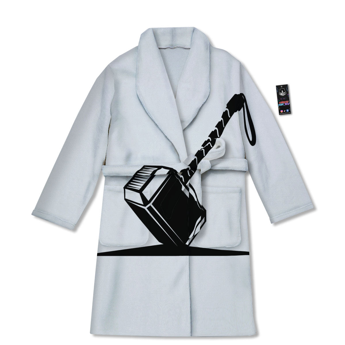 Mjolnir Hammer Of Thor Print Bathrobe-grizzshop
